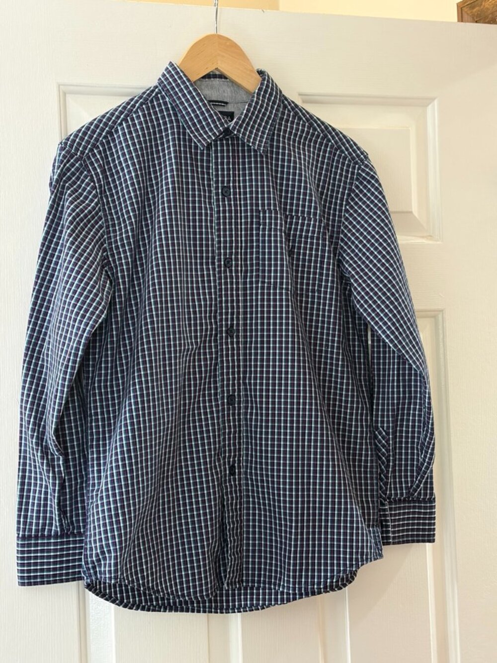 Nautica Boys Large 14/16 Plaid Long Sleeve Button Down Shirt